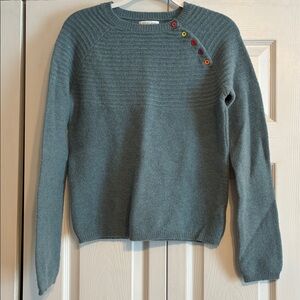 Tabitha Teal Sweater with Colorful Accent Buttons